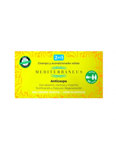 Champú y acondicionador sólido anticaspa 55 g. Mediterraneus