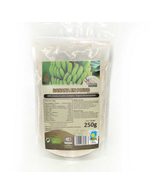 Banana en polvo 250 g. El Oro de los Andes