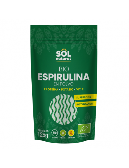 Espirulina en polvo bio 125 g. Sol natural