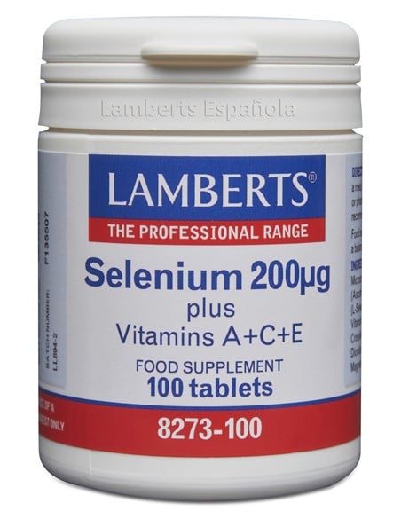 Selenio 200 mcg Vitaminas A+ C+ E 100 tabletas. Lamberts