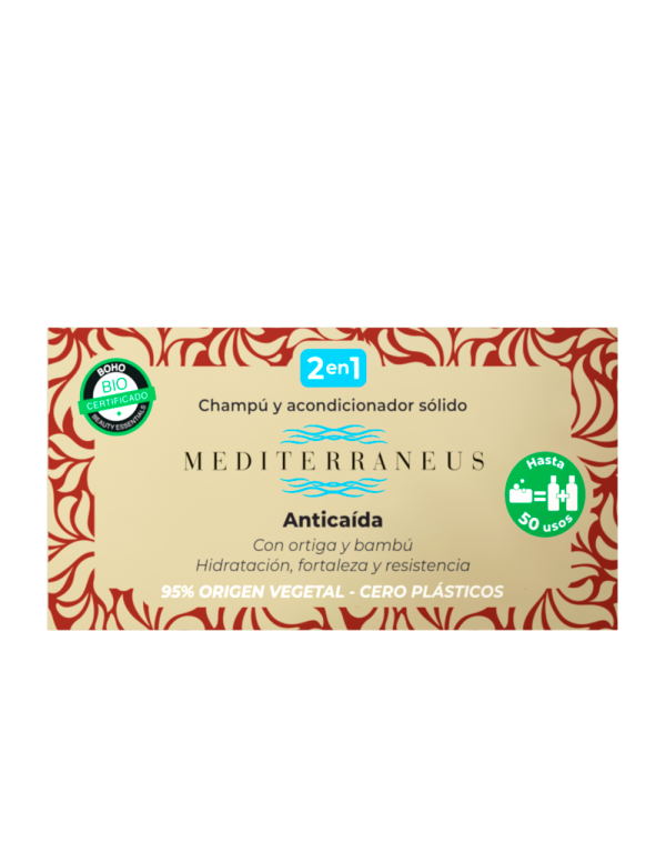 Champú y acondicionador sólido anticaída 55 g. Mediterraneus