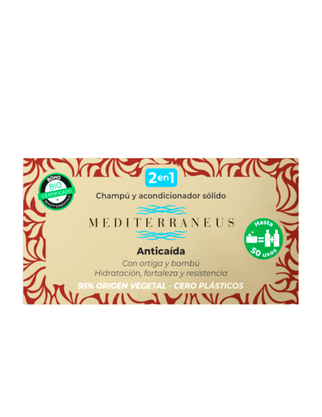 Champú y acondicionador sólido anticaída 55 g. Mediterraneus