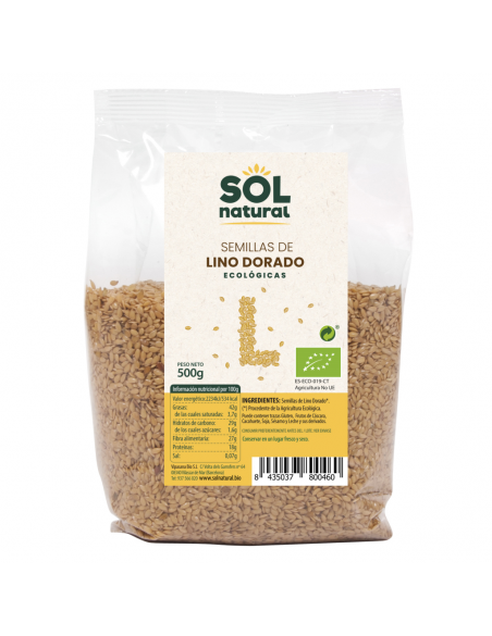 Semillas de lino dorado bio 500 g. Sol natural