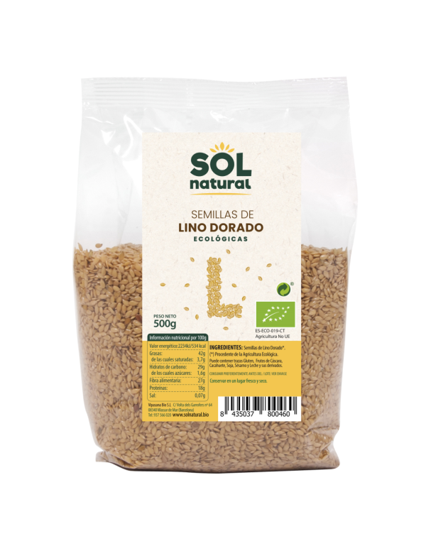 Semillas de Lino Dorado triturado Bio 250 g. Sol Natural