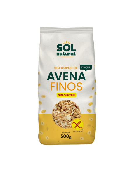 Copos de avena finos sin gluten 500 g Sol natural