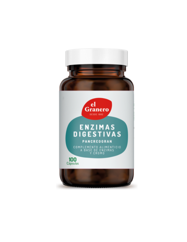 Pancreogran Enzimas Digestivas  100 cápsulas 800 mg. El Granero Integral. Biogran