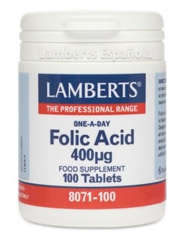 Pack x3 Ácido fólico (Folic Acid) 400 mcg 100 Tabletas. Lamberts