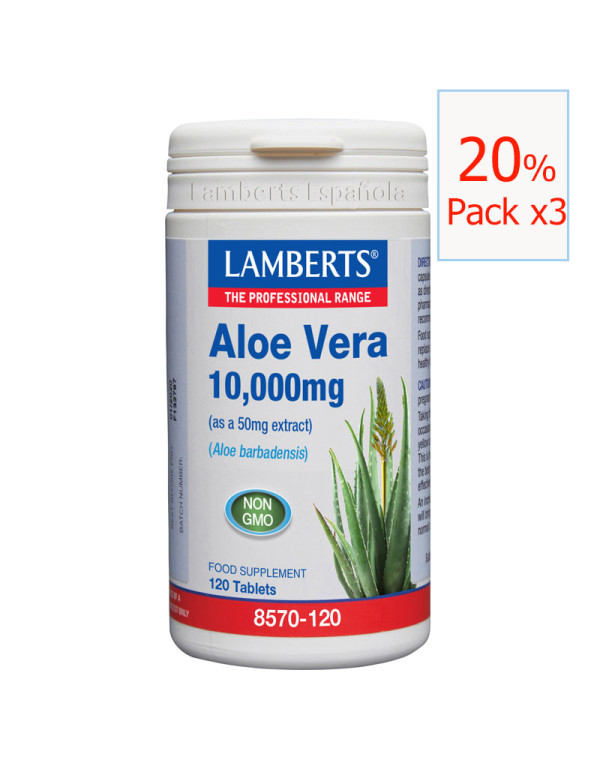 Pack x3 Aloe vera 1000 mg 120 tabletas. Lamberts