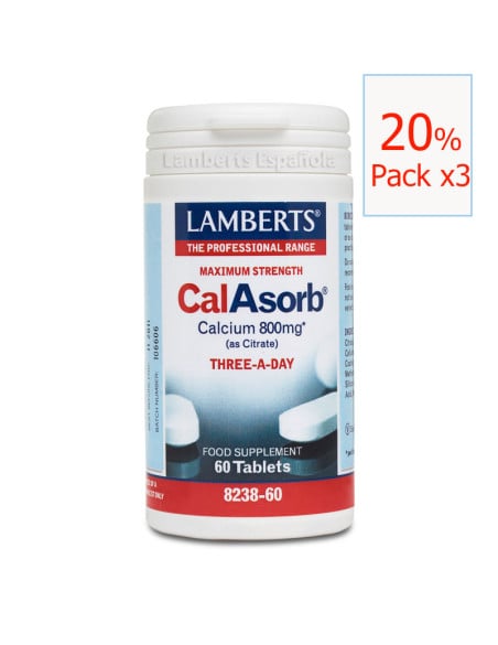 Pack x3 Calasorb Citrato de Calcio 60 tabletas. Lamberts