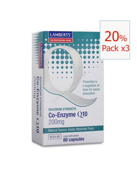 Pack x3 Coenzima Q10  200 mg 60 cápsulas. Lamberts