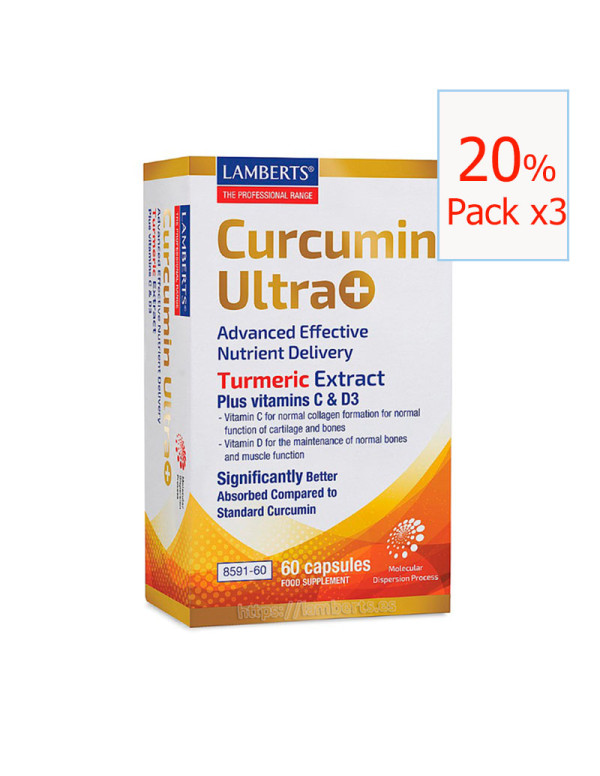 Pack x3 Curcumin Ultra + 60 cápsulas. Lamberts