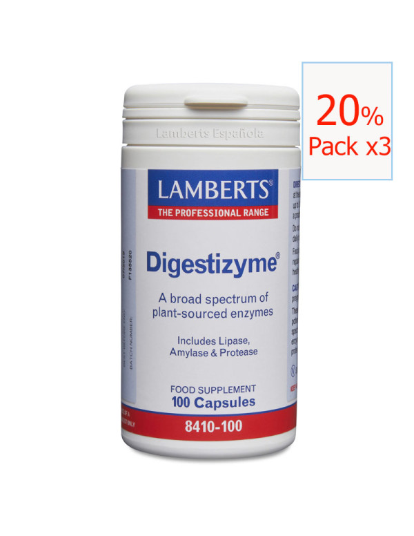 Pack x3 Digestizyme 100 cápsulas. Lamberts