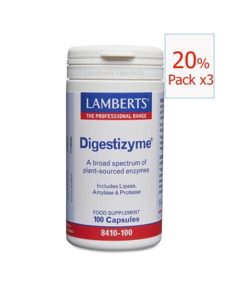 Pack x3 Digestizyme 100 cápsulas. Lamberts