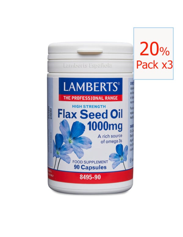Pack x3 Flax Seed Oil aceite Lino 1000mg 90 caps. Lamberts