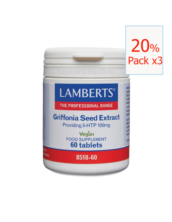 Pack x3 Griffonia seed Extract 100 mg 60 tabletas. Lamberts