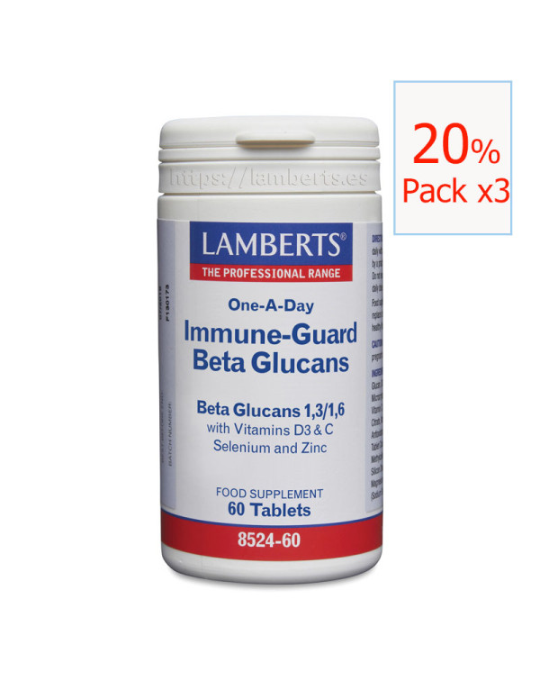 Pack x3 Inmuno-Guard Beta-glucanos 60 tabletas. Lamberts
