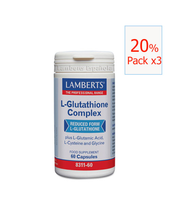 Pack x3 L-glutathione Complex 60 cápsulas. Lamberts