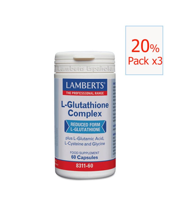 Pack x3 L-GlutathioneL-Glutatión complex 60 cáps. Lamberts