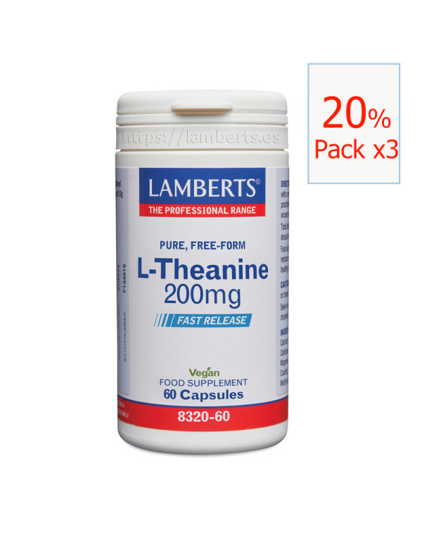 Pack x3 L-teanina 200 mg 60 cápsulas. Lamberts