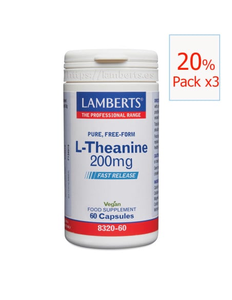 Pack x3 L-teanina 200 mg 60 cápsulas. Lamberts