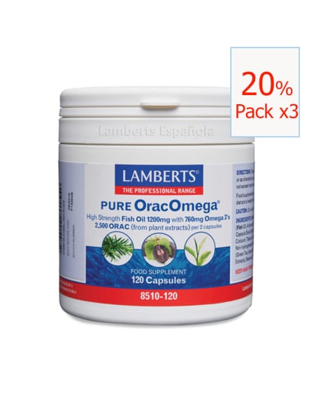 Pack x3 Pure Orac Omega Aceite 1200mg 120 Perlas. Lamberts