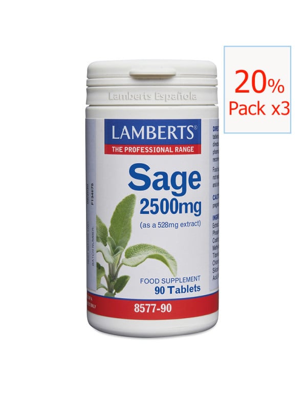 Pack x3 Salvia (sage) 2500 mg 90 tabletas Lamberts