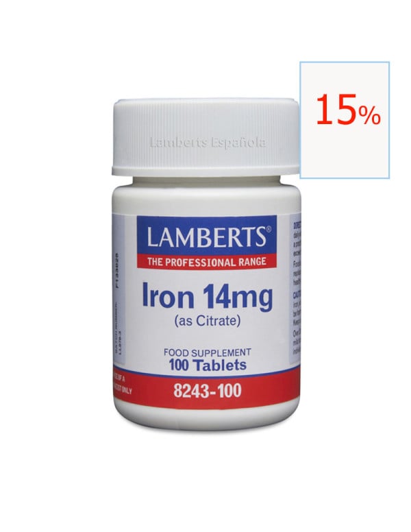 Iron Hierro 14 mg 100 tabletas. Lamberts