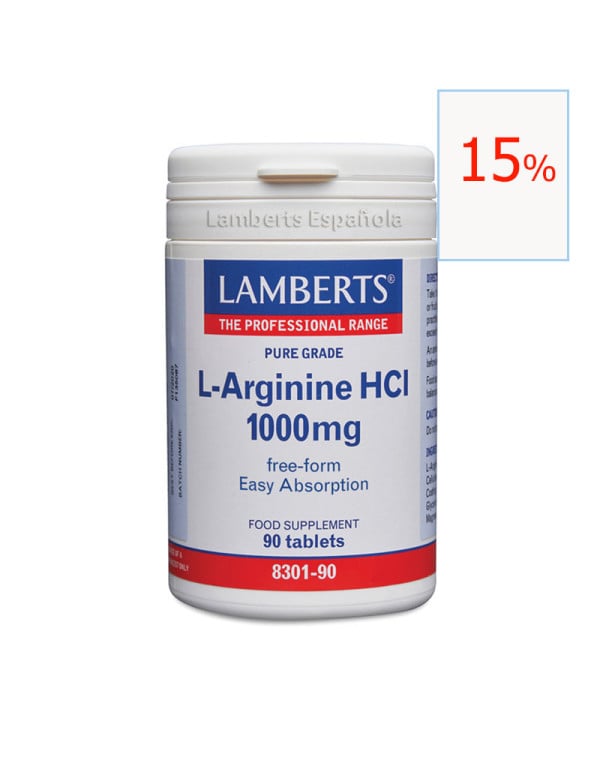 L-arginine HCI (L-arginina) 1000 mg. 90 tabletas Lamberts