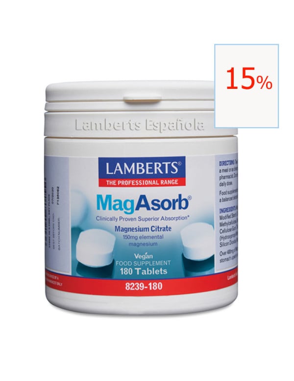 Magasorb (Magnesio como citrato) 180 tabletas. Lamberts