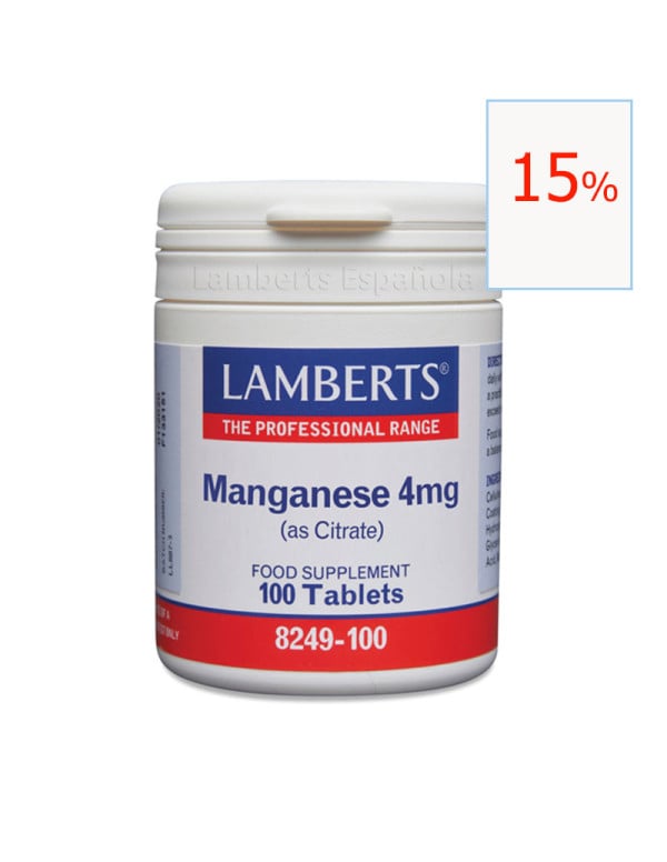 Manganeso 4mg (como citrato) 100 tabletas. Lamberts