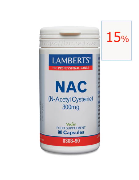 Nac N-acetil cysteine 300 mg 90 cápsulas. Lamberts