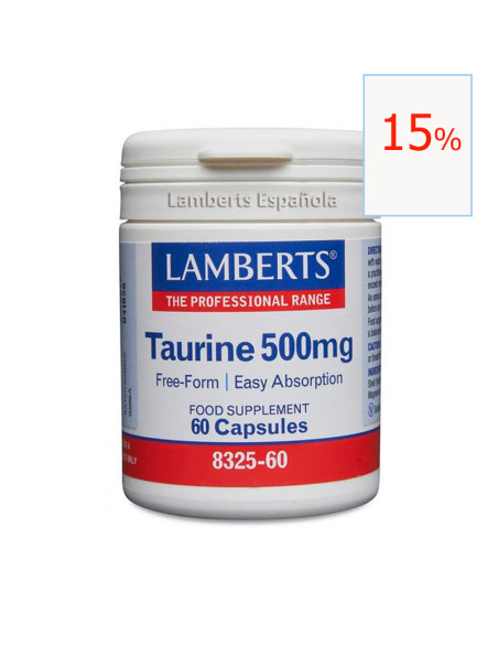 Taurine (taurina) 500 mg 60 cápsulas. Lamberts