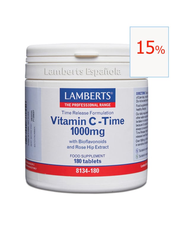Vitamina C- Time 1000 mg 180 tabletas. Lamberts