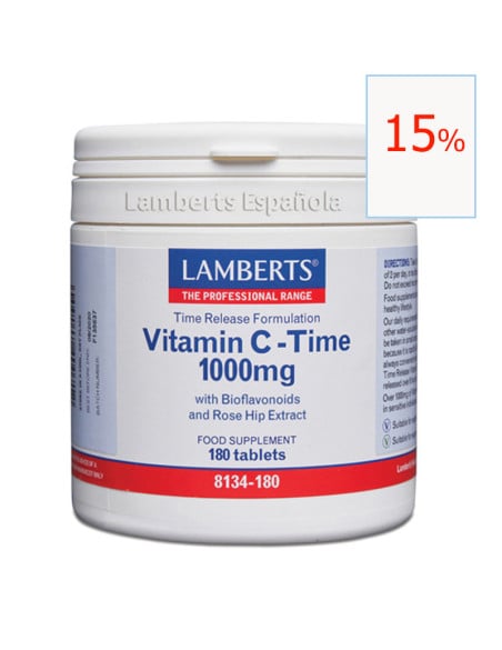 Vitamina C- Time 1000 mg 180 tabletas. Lamberts