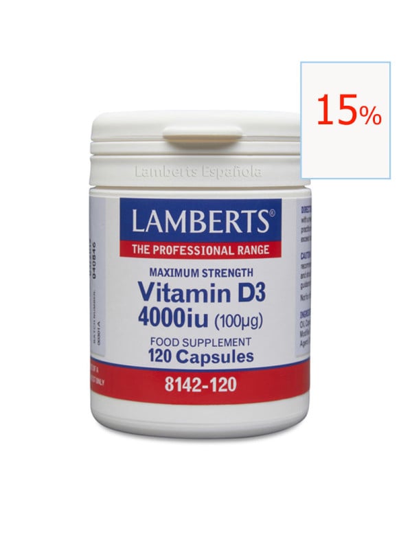 Vitamina D3 4000 UI 120 cápsulas. Lamberts
