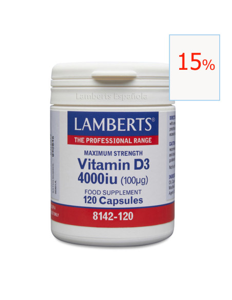 Vitamina D3 4000 UI 120 cápsulas. Lamberts