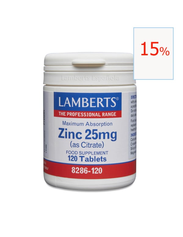 Zinc 25 mg 120 tabletas. Lamberts