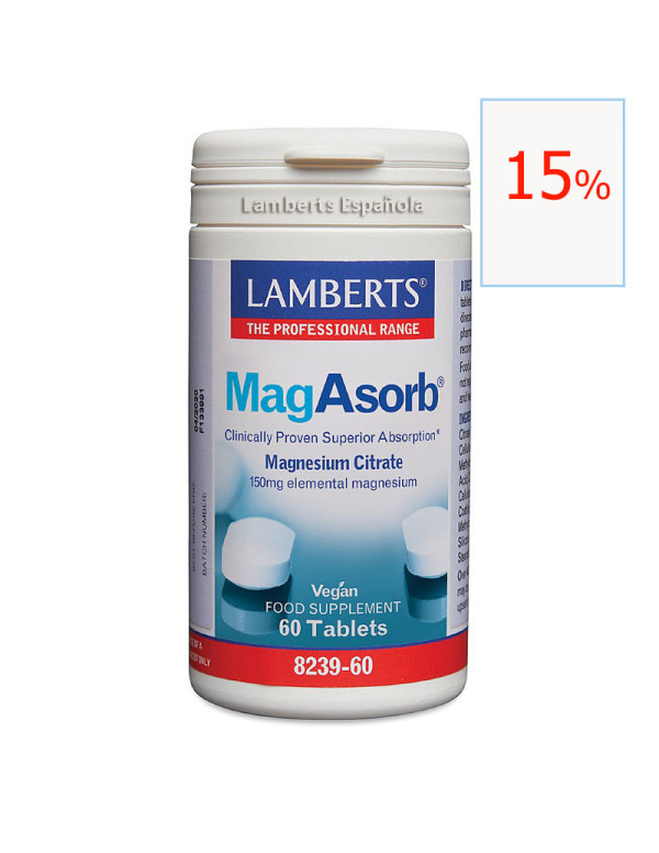 Magasorb (Magnesio como citrato 150 mg) 60 tabletas. Lamberts