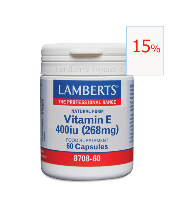 Vitamina E Natural 400 UI 60 cápsulas. Lamberts