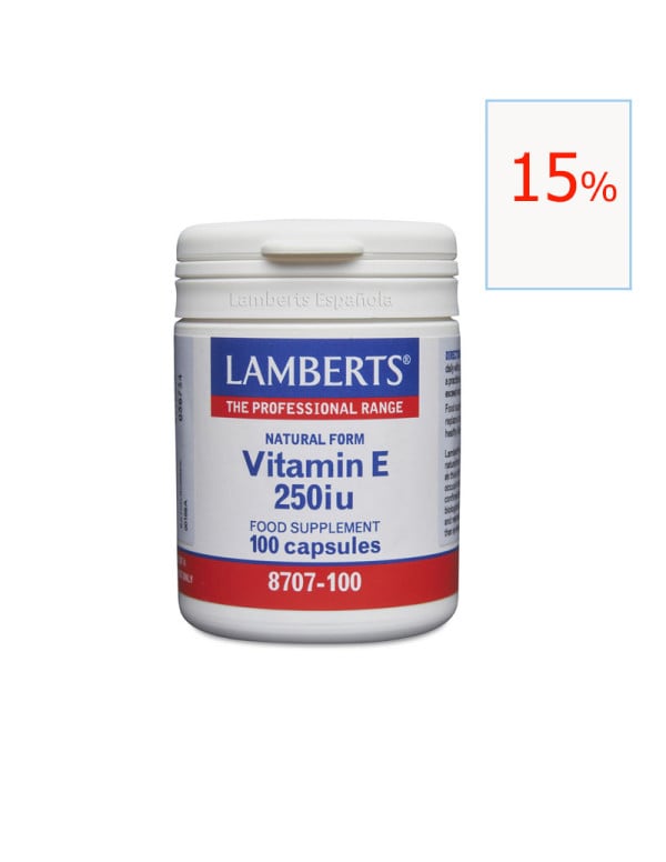 Vitamina E  250 UI 100 cápsulas. Lamberts