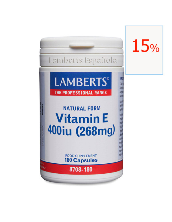 Vitamina E Natural 400 Ui 180 cápsulas. Lamberts