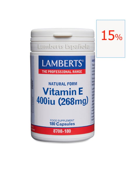 Vitamina E Natural 400 Ui 180 cápsulas. Lamberts