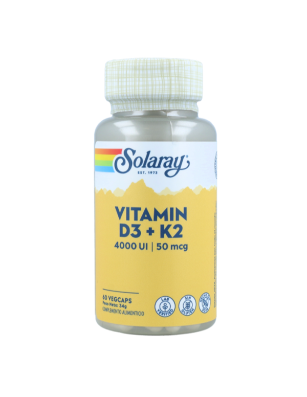 Vitamina D3+K2 60 cápsulas. Solaray