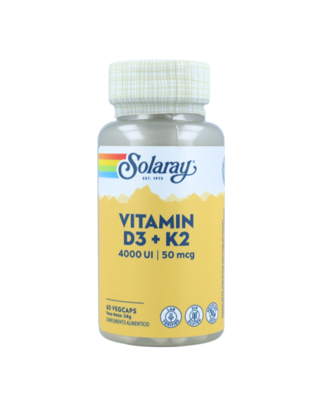Vitamina D3+K2 60 cápsulas. Solaray