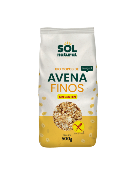 Copos de avena finos sin gluten 1000 g.  Sol natural
