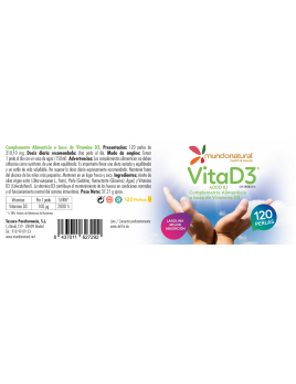 VitaD3 4000 UI 120 perlas. Mundonatural