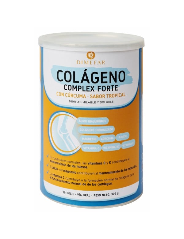 Colágeno complex forte cúrcuma 300 g sabor tropical. Dimefar